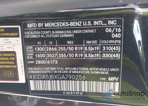 2016 Mercedes-Benz Gle 350 from USA, damaged, VIN 4JGDA5JBXGA790256